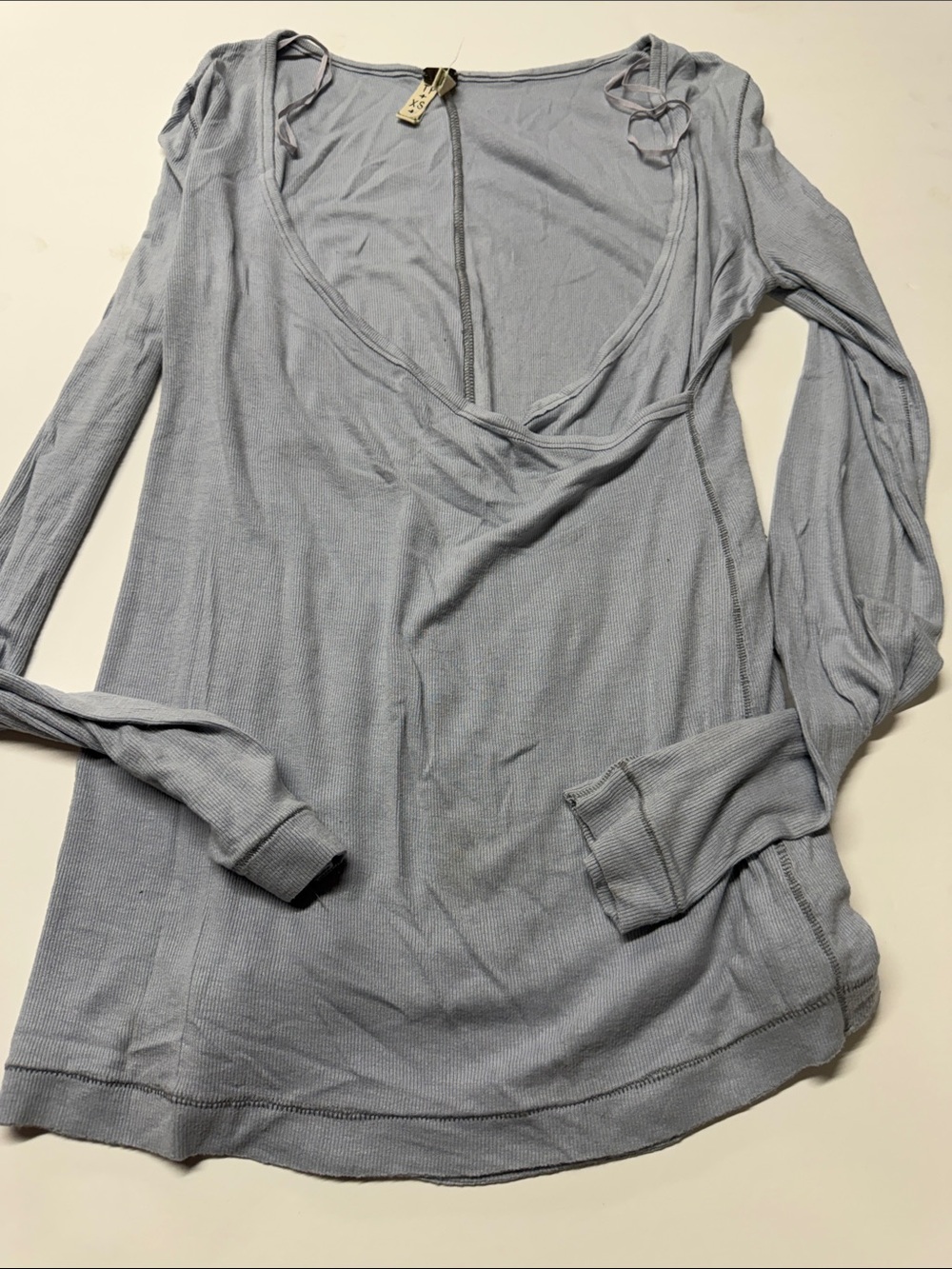 We The Free Powder Blue Long Sleeve V-Neck Top